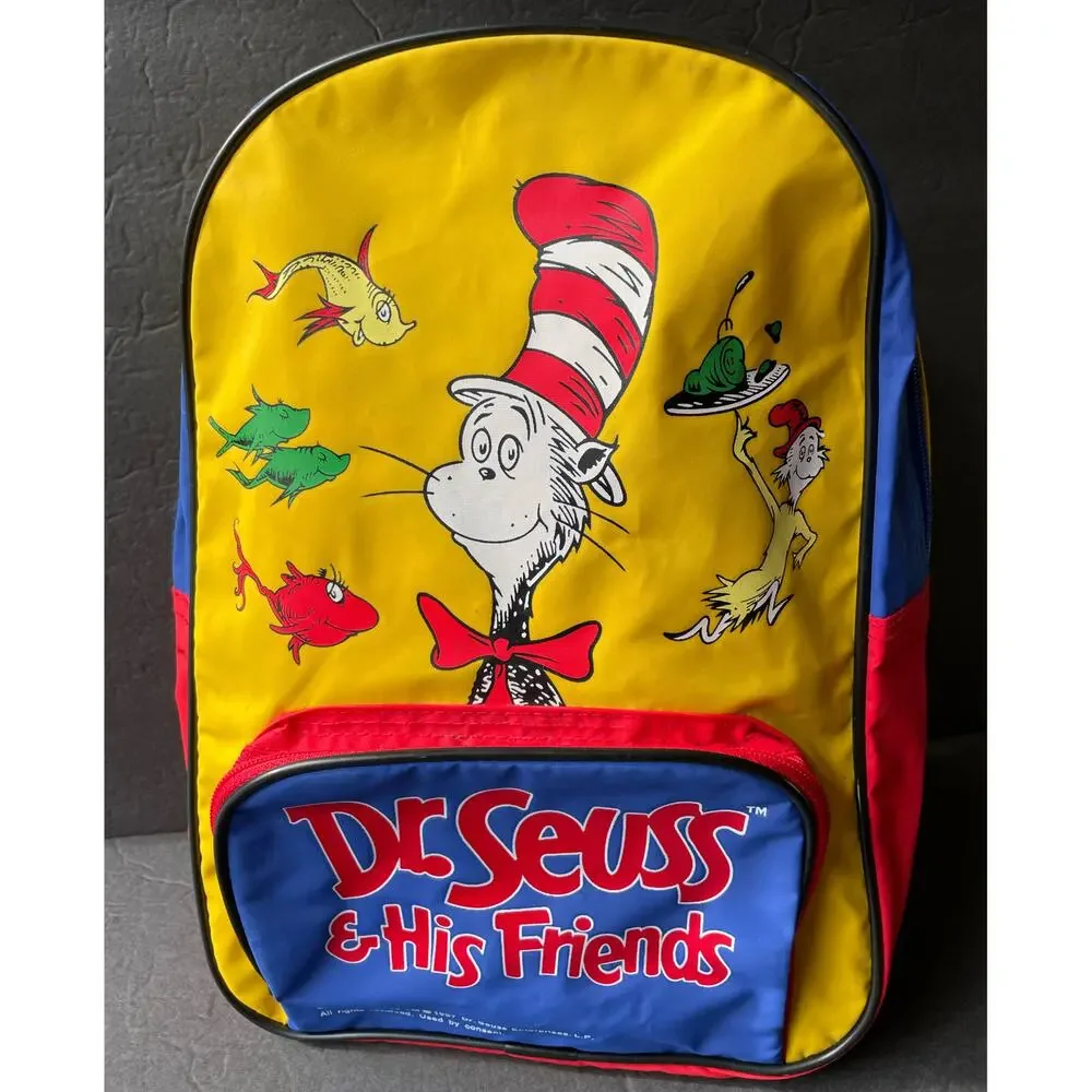 Vintage Dr. Seuss And His Friends Backpack Kid Child 1997